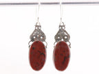 Bewerkte zilveren oorbellen met Afrikaanse rode bloedsteen afbeelding 4