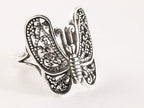 Opengewerkte zilveren vlinder ring afbeelding 1