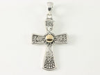 Opengewerkte zilveren kruishanger met 18k gouden decoratie afbeelding 1