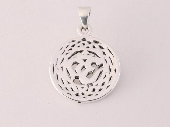 Ronde zilveren hanger met ohm teken afbeelding 3
