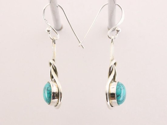 Zilveren oorbellen met turkoois afbeelding 2