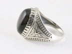 Zware bewerkte zilveren ring met jade afbeelding 2