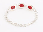 Zilveren schakelarmband met rode agaat afbeelding 2