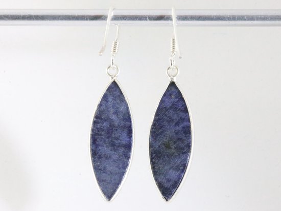 Lange zilveren oorbellen met lapis lazuli afbeelding 3