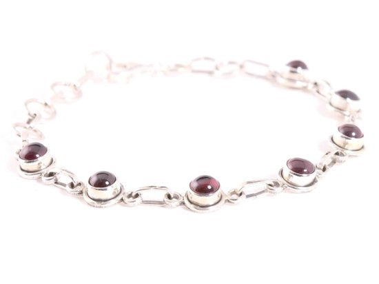 Fijne zilveren armband met granaat afbeelding 2