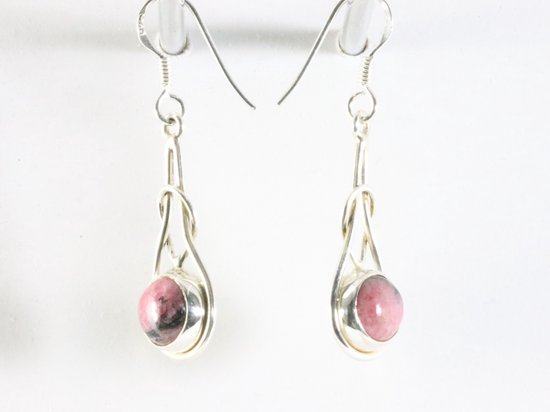 Zilveren oorbellen met rhodoniet afbeelding 2