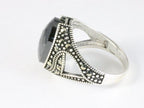Zilveren ring met gefacetteerde onyx en marcasiet afbeelding 2