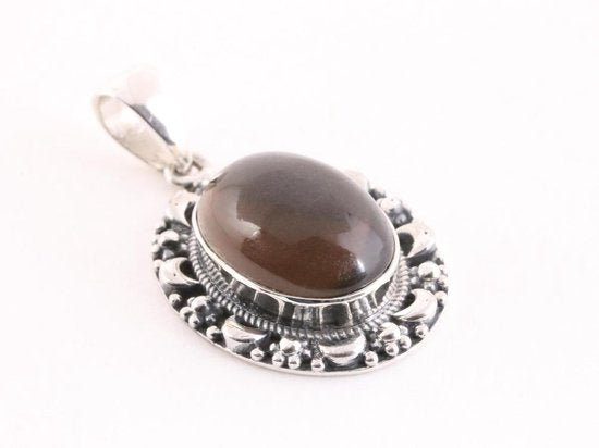 Bewerkte zilveren hanger met rookkwarts afbeelding 2