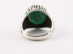 Bewerkte zilveren herenring met smaragd afbeelding 3