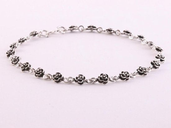 Zilveren enkelband met roosjes afbeelding 2