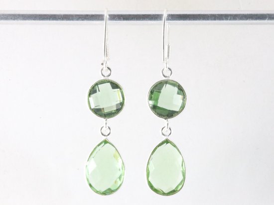 Zilveren oorbellen met groene amethist afbeelding 3