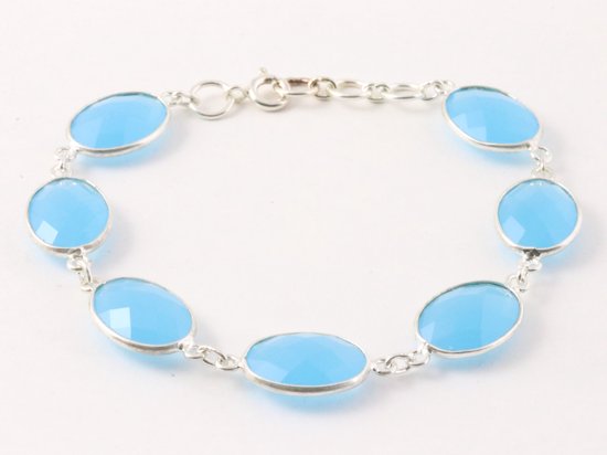Zilveren armband met blauwe chalcedoon afbeelding 1