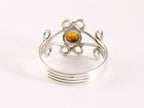 Fijne opengewerkte zilveren ring met amber afbeelding 3