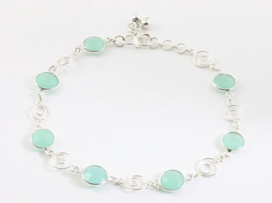 Zilveren enkelband met aqua chalcedoon afbeelding 1