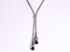 Traditionele bewerkte zilveren vossenstaart ketting met granaat afbeelding 1