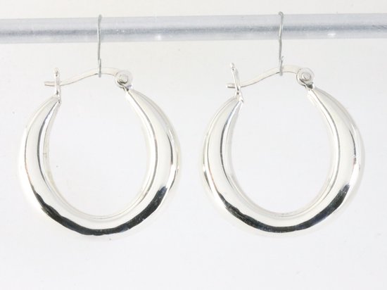 Hoogglans zilveren oorringen afbeelding 4