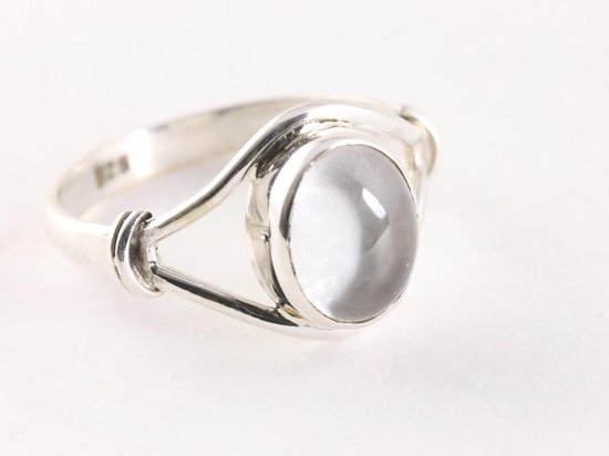 Opengewerkte zilveren ring met bergkristal afbeelding 1