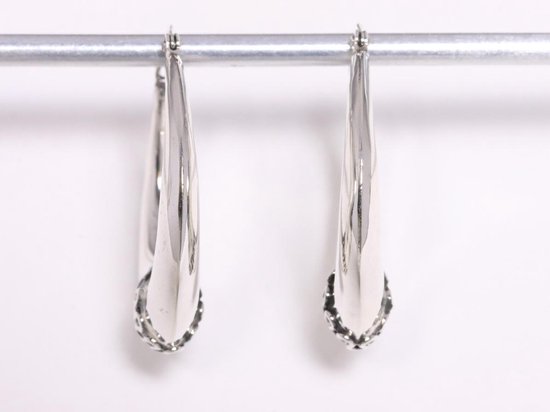 Grote bewerkte zilveren Bali oorringen afbeelding 2