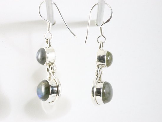 Zilveren oorbellen met labradoriet afbeelding 2