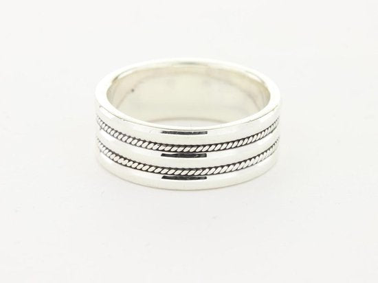 Zilveren ring met fijne kabelpatronen afbeelding 1