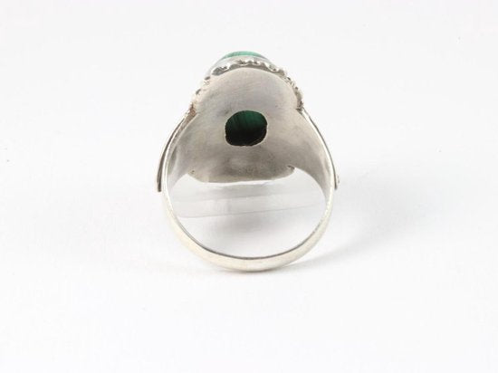 Bewerkte zilveren ring met malachiet afbeelding 2