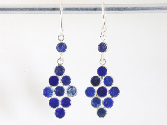 Lange zilveren oorbellen met lapis lazuli afbeelding 2