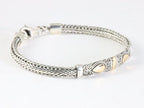 Traditionele zware zilveren snake armband met 18k gouden decoraties afbeelding 2
