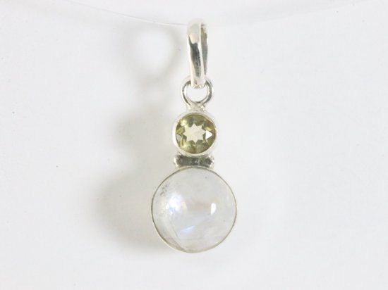 Fijne zilveren hanger met regenboog maansteen en citrien afbeelding 4