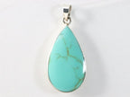 Druppelvormige zilveren hanger met groene turkoois afbeelding 4