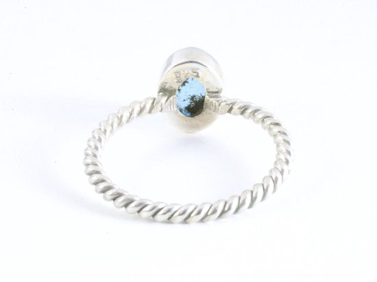 Fijne zilveren ring met blauwe chalcedoon afbeelding 3