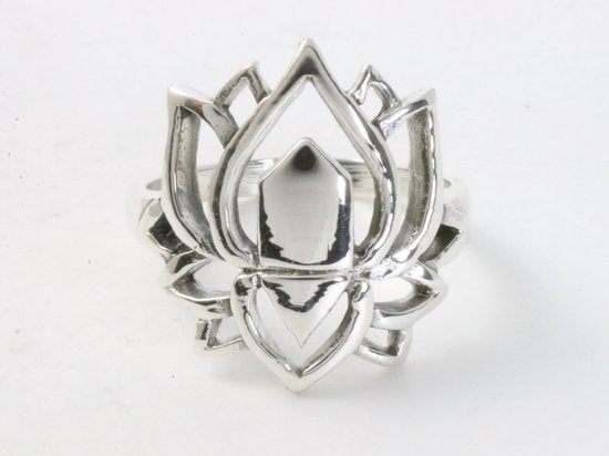 Zilveren lotus bloem ring afbeelding 4