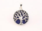 Fijne ronde zilveren hanger met levensboom op lapis lazuli afbeelding 4