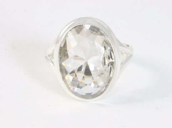 Ovale zilveren ring met bergkristal afbeelding 4