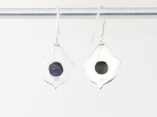 Fijne bewerkte zilveren oorbellen met lapis lazuli afbeelding 3