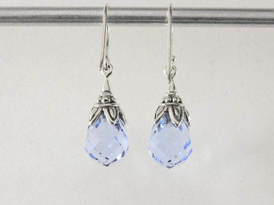 Bewerkte zilveren oorbellen met aquamarijn afbeelding 3