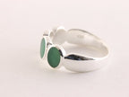 Hoogglans zilveren ring met groene agaat afbeelding 2