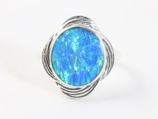 Bewerkte zilveren ring met Australische opaal afbeelding 4