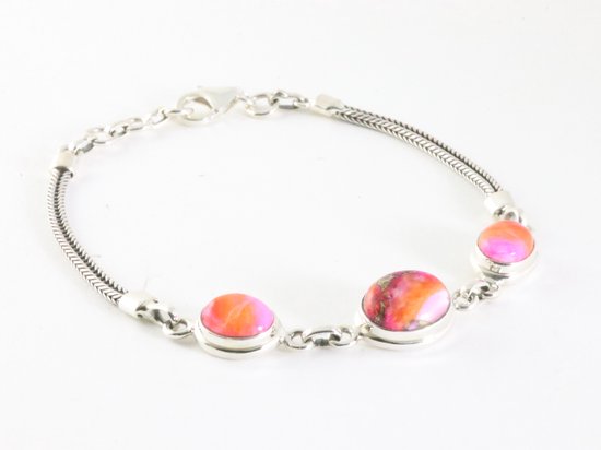 Zilveren armband met spin oyster turkoois afbeelding 2