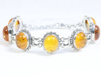 Zware bewerkte zilveren armband met amber afbeelding 3
