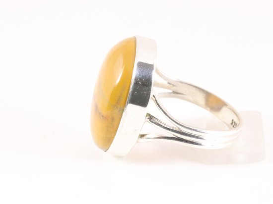 Grote ovale zilveren ring met mookaiet afbeelding 2