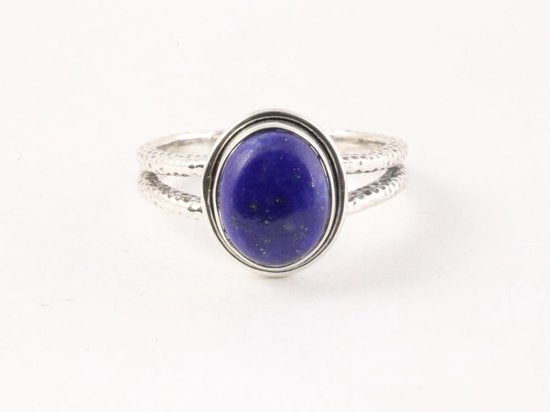 Bewerkte zilveren ring met lapis lazuli afbeelding 4