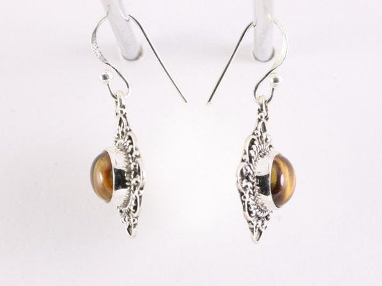 Bewerkte zilveren oorbellen met tijgeroog afbeelding 2