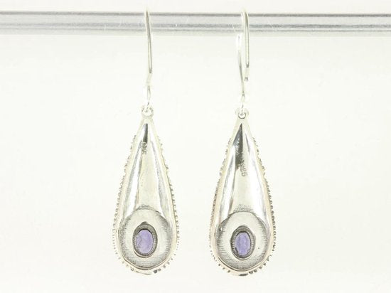 Bewerkte zilveren oorbellen met ioliet afbeelding 3