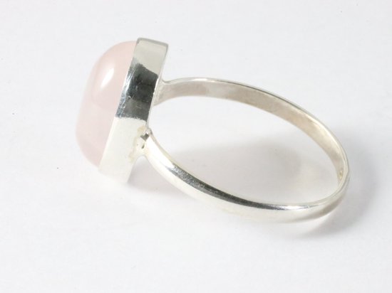 Ovale zilveren ring met rozenkwarts afbeelding 2