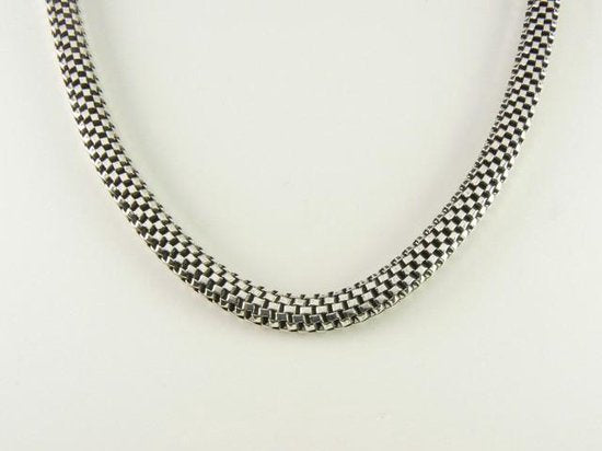 Brede gevlochten zilveren ketting - 56 cm. afbeelding 3