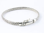 Traditionele zilveren snake armband met kliksluiting afbeelding 1