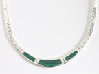 Hoogglans zilveren collier met malachiet afbeelding 1