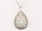 Traditionele bewerkte zilveren hanger met welo opaal aan ketting afbeelding 4