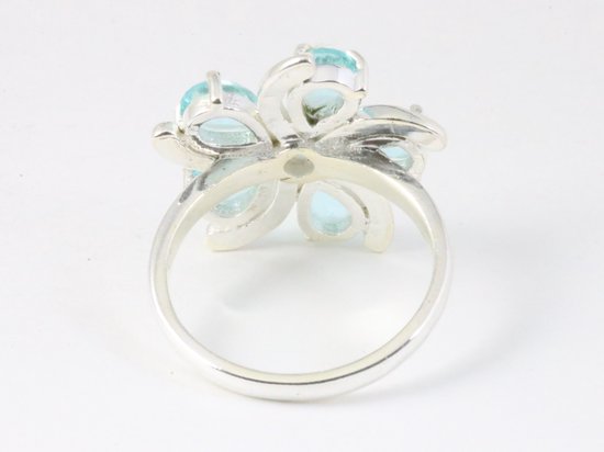 Hoogglans zilveren ring met blauwe topaas afbeelding 3