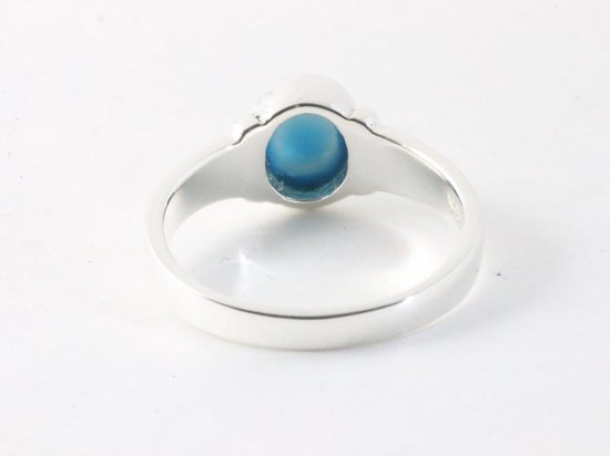 Fijne hoogglans zilveren ring met blauwe schelp afbeelding 3